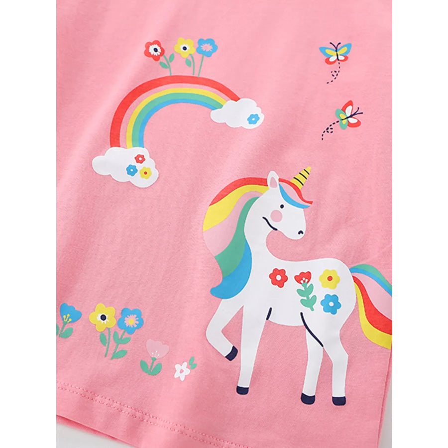 Children’s Unicorn Rainbow Graphic Short Sleeve T-Shirt Apparel and Accessories