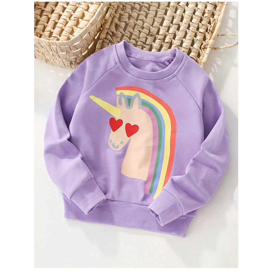 Children’s Unicorn Rainbow Graphic Sweatshirt Lavender / 3Y Apparel and Accessories