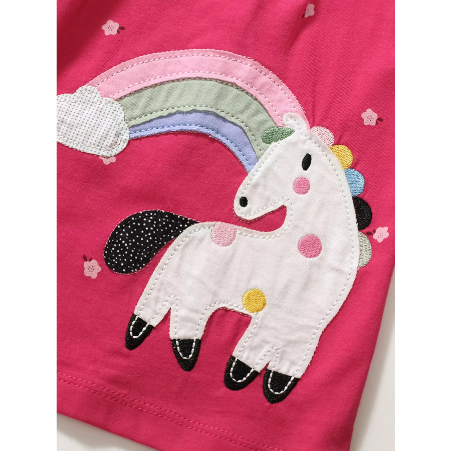 Children’s Unicorn Rainbow Round Neck Casual Dress Apparel and Accessories