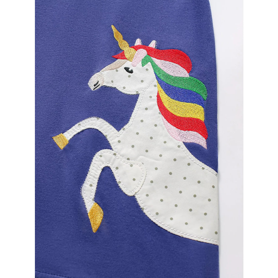 Children’s Unicorn Round Neck Casual Dress Apparel and Accessories