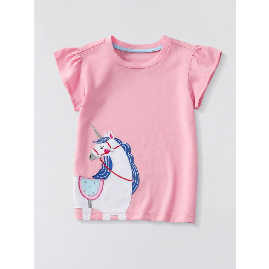 Children’s Unicorn Ruffle Sleeve T-Shirt Blush Pink / 3Y Apparel and Accessories