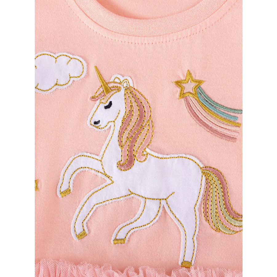 Children’s Unicorn Ruffle Sleeve Tulle Dress Apparel and Accessories