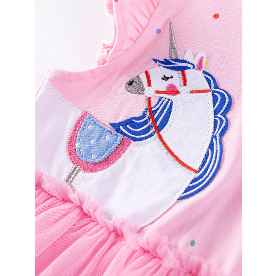 Children’s Unicorn Ruffle Sleeve Tulle Dress Apparel and Accessories