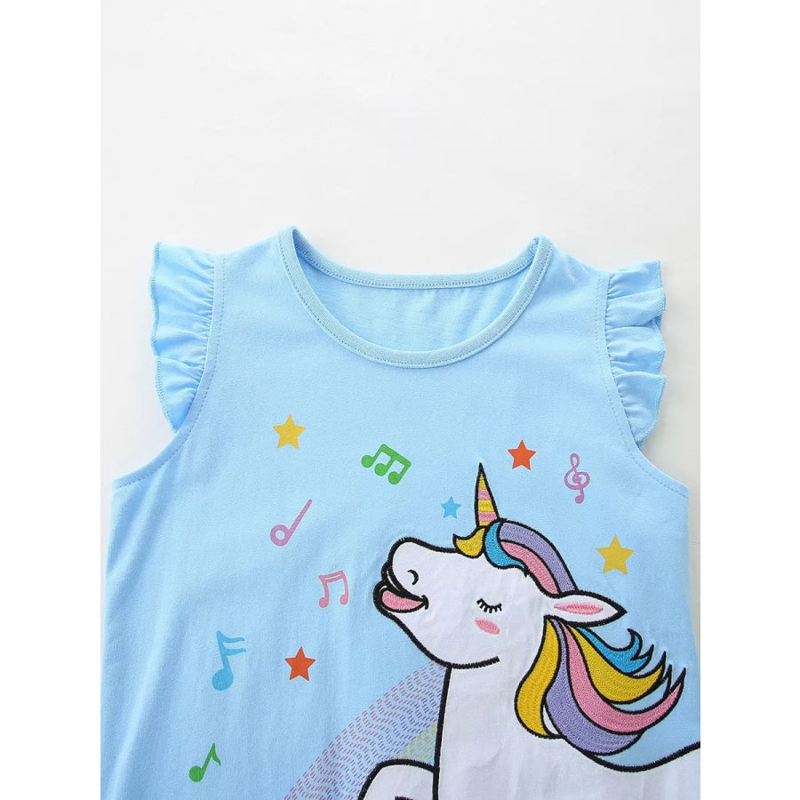 Children’s Unicorn Ruffle Trim Top and Shorts Set Apparel and Accessories
