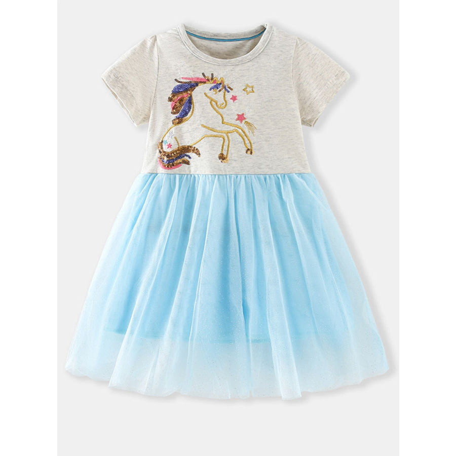 Children’s Unicorn Sequin Embroidered Tulle Dress Apparel and Accessories