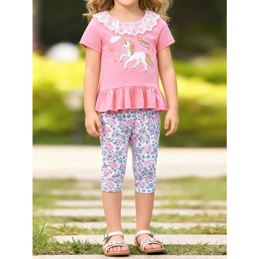 Children’s Unicorn Top and Pants Two-Piece Set Blush Pink / 2Y Apparel and Accessories