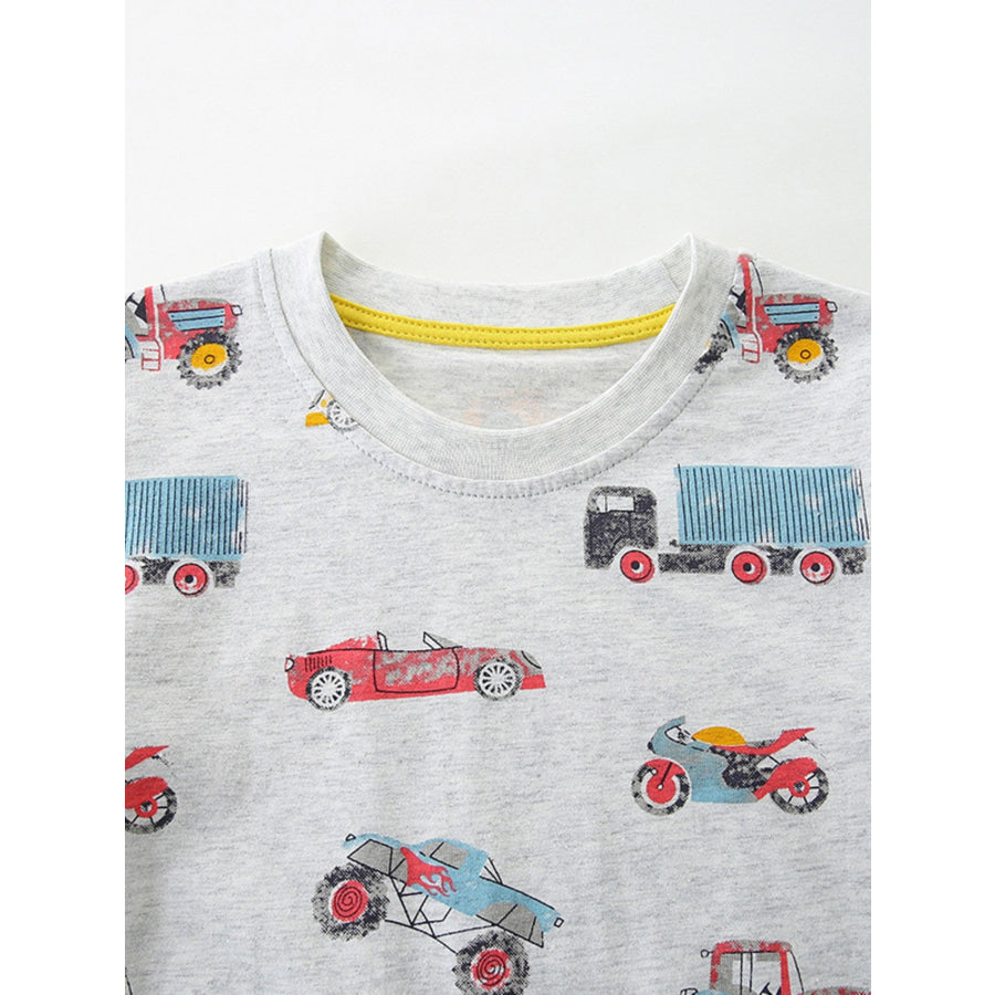 Children’s Vehicle Print Short Sleeve T-Shirt Apparel and Accessories