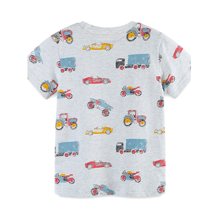 Children’s Vehicle Print Short Sleeve T-Shirt Apparel and Accessories