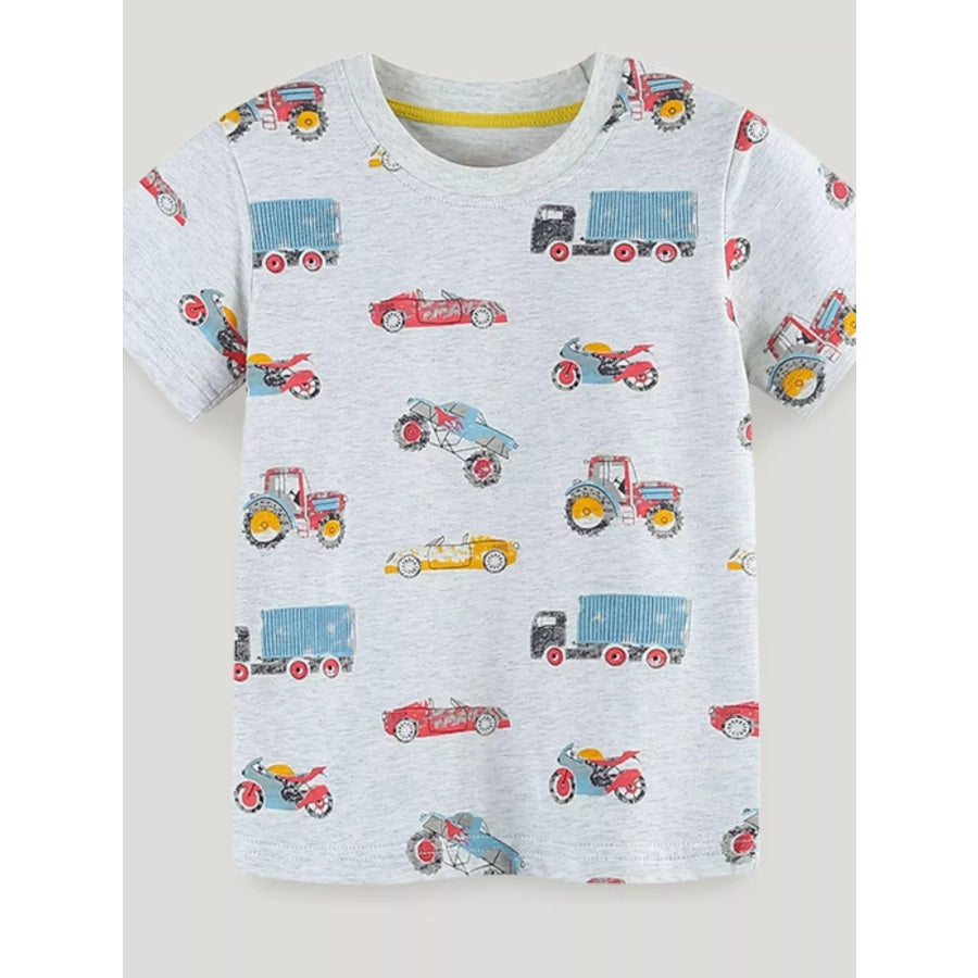 Children’s Vehicle Print Short Sleeve T-Shirt Apparel and Accessories