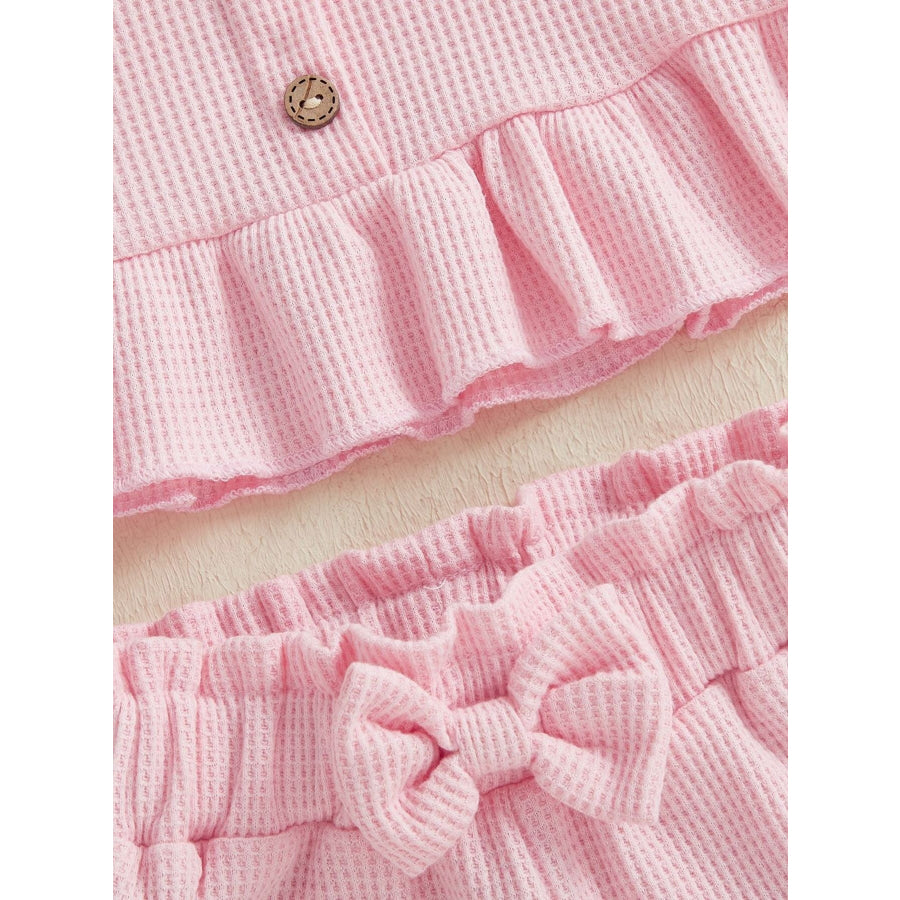 Children’s Waffle Knit Tank Top and Bow Shorts Set Apparel and Accessories