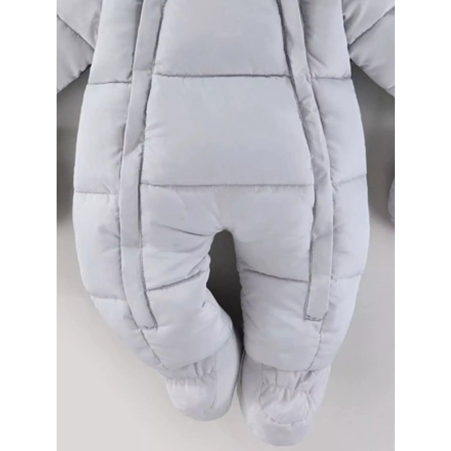 Children’s Warm Padded One-Piece Snowsuit with Fur Hood Apparel and Accessories