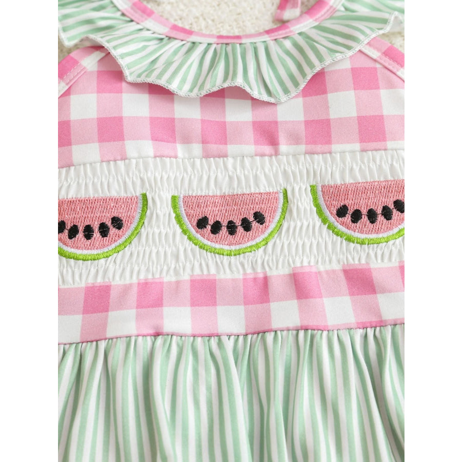 Children’s Watermelon Gingham Ruffle One-Piece Apparel and Accessories