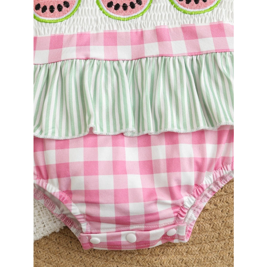 Children’s Watermelon Gingham Ruffle One-Piece Apparel and Accessories