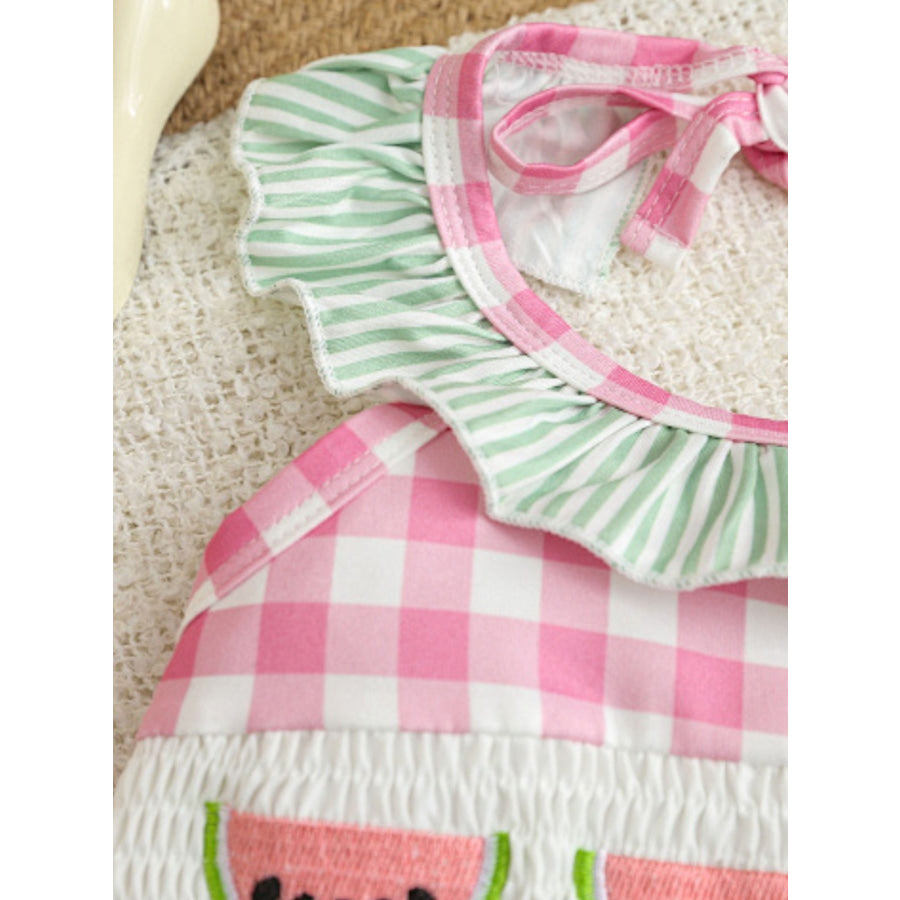 Children’s Watermelon Gingham Ruffle One-Piece Apparel and Accessories