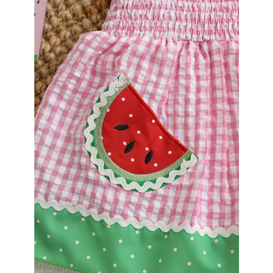 Children’s Watermelon Gingham Smocked Dress Apparel and Accessories