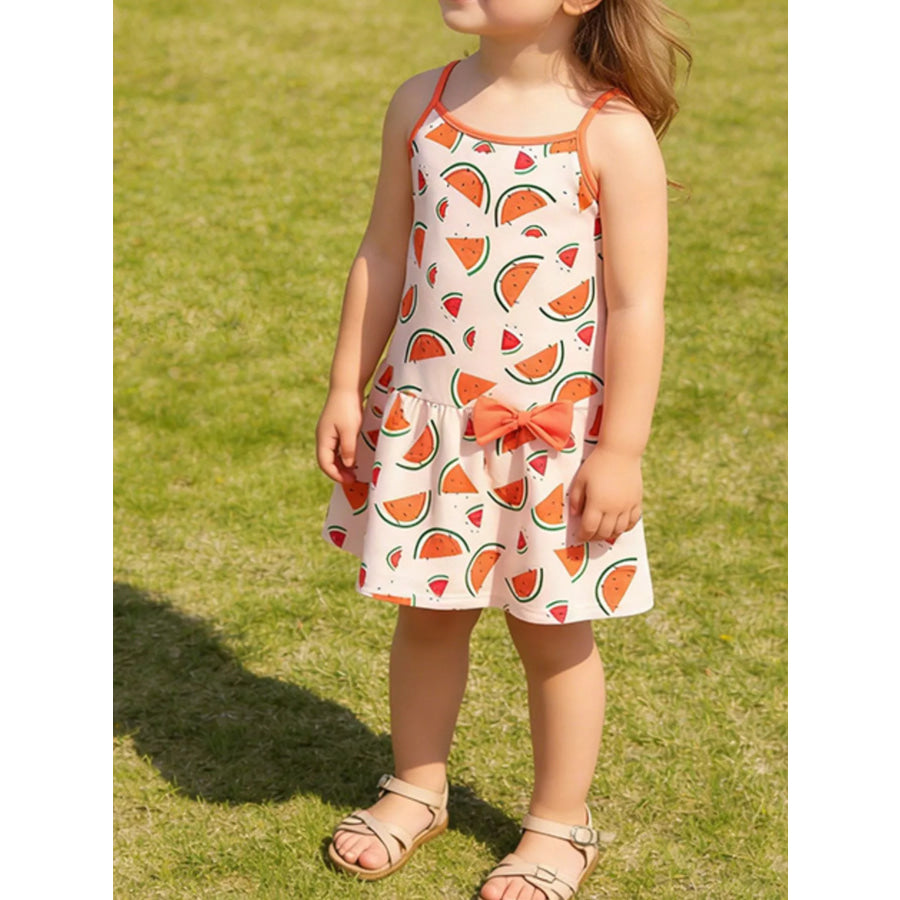 Children’s Watermelon Print Sleeveless Sundress Orange / 2T Apparel and Accessories
