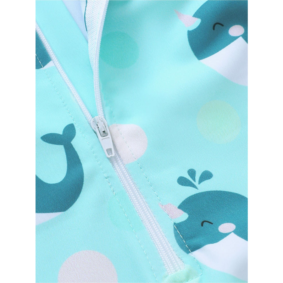 Children’s Whale Print Long Sleeve Swimwear Set Apparel and Accessories