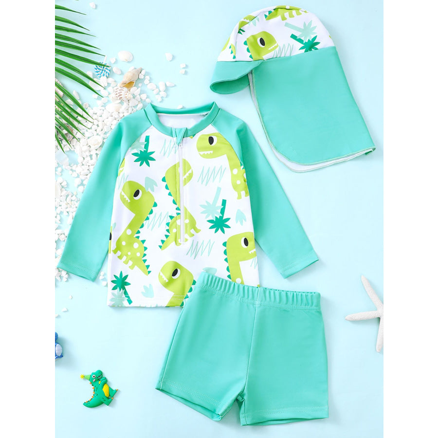 Children’s Whale Print Long Sleeve Swimwear Set Cyan / 3-6M Apparel and Accessories