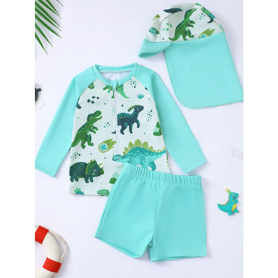 Children’s Whale Print Long Sleeve Swimwear Set Emerald / 3-6M Apparel and Accessories
