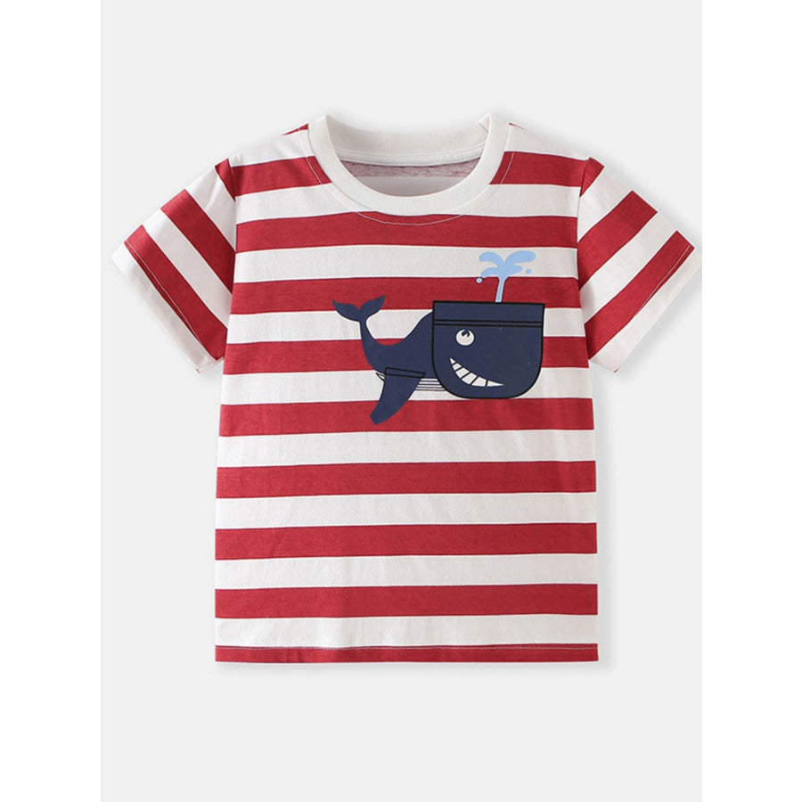 Children’s Whale Print Striped Crew Neck T-Shirt Apparel and Accessories