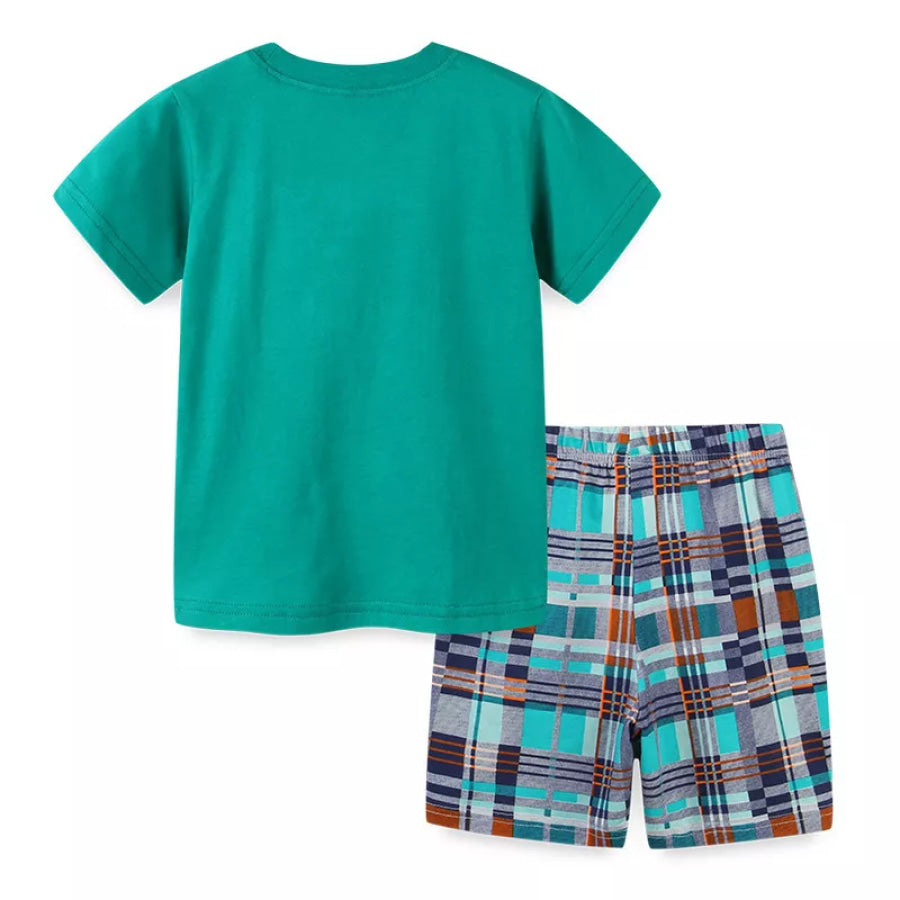 Children’s Whale Print Tee and Plaid Shorts Set Apparel and Accessories