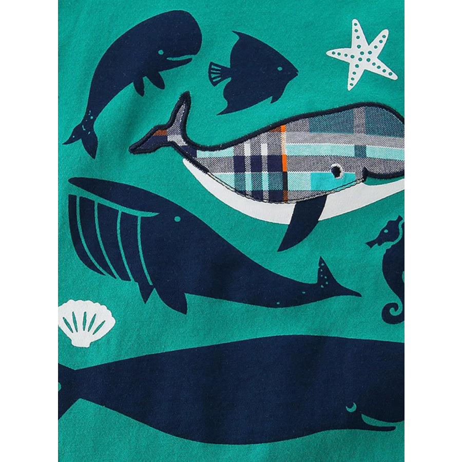 Children’s Whale Print Tee and Plaid Shorts Set Apparel and Accessories