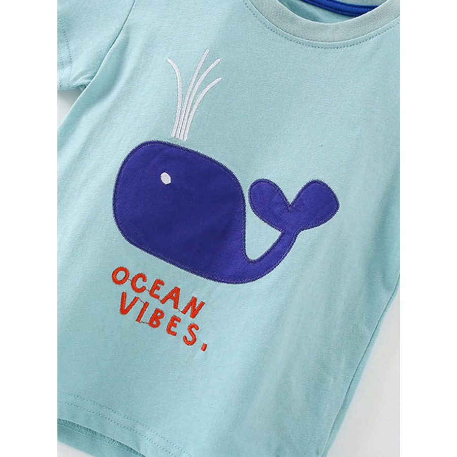 Children’s Whale Round Neck Tee and Shorts Set Apparel and Accessories
