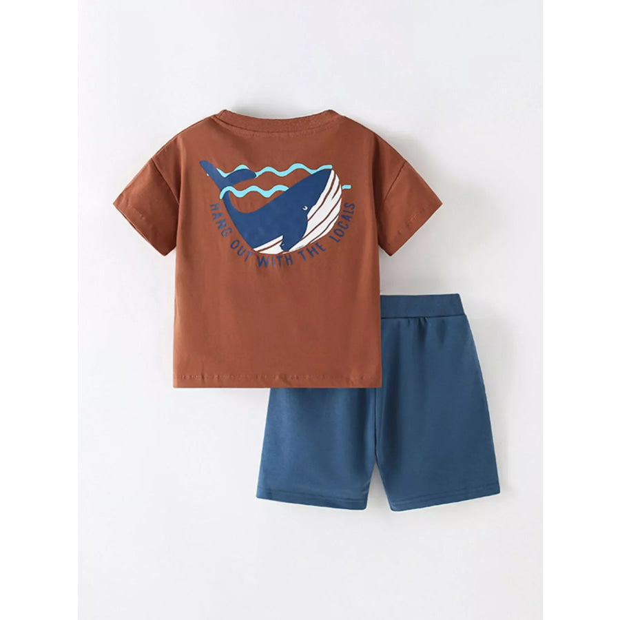 Children’s Whale Round Neck Top and Shorts Set Apparel and Accessories