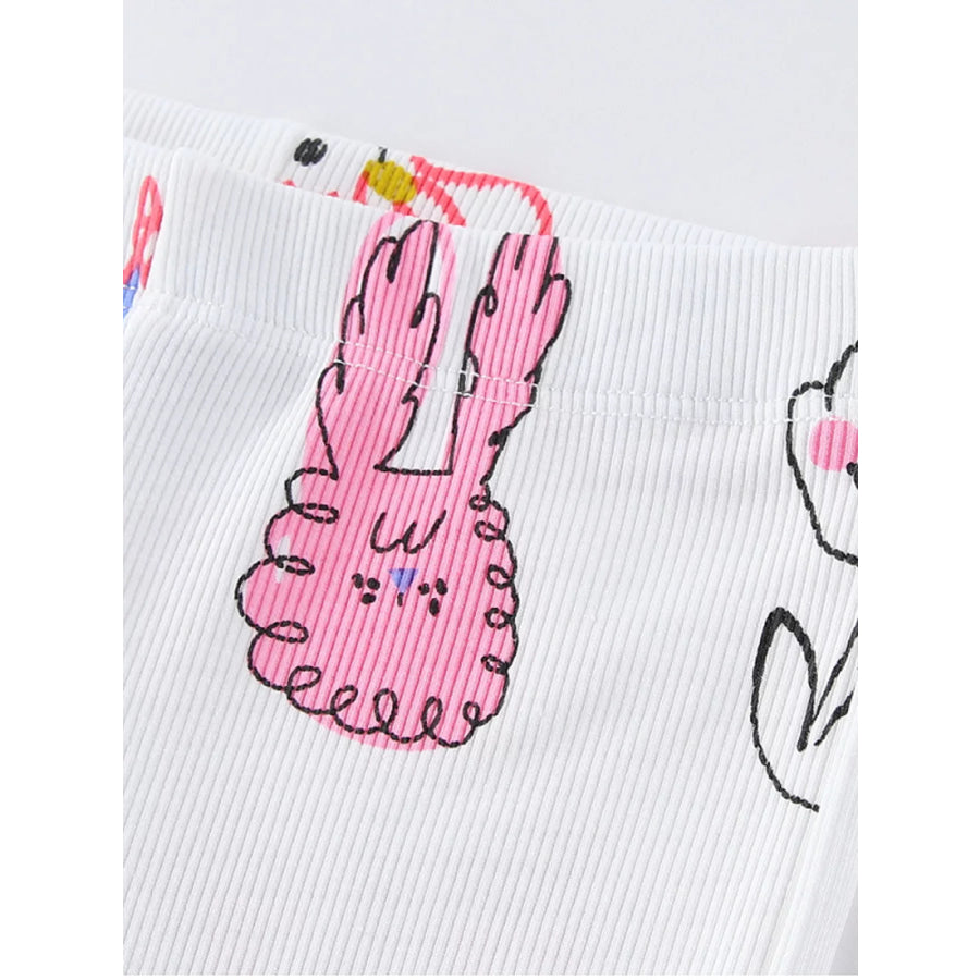 Children’s Whimsical Doodle Print Flared Leggings White / 2T Apparel and Accessories