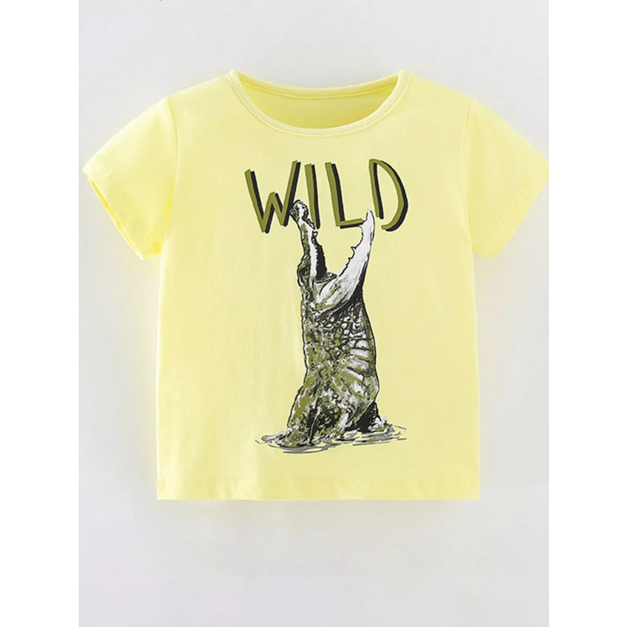 Children’s Wild Crocodile Graphic Short Sleeve T-Shirt Yellow / 5Y Apparel and Accessories