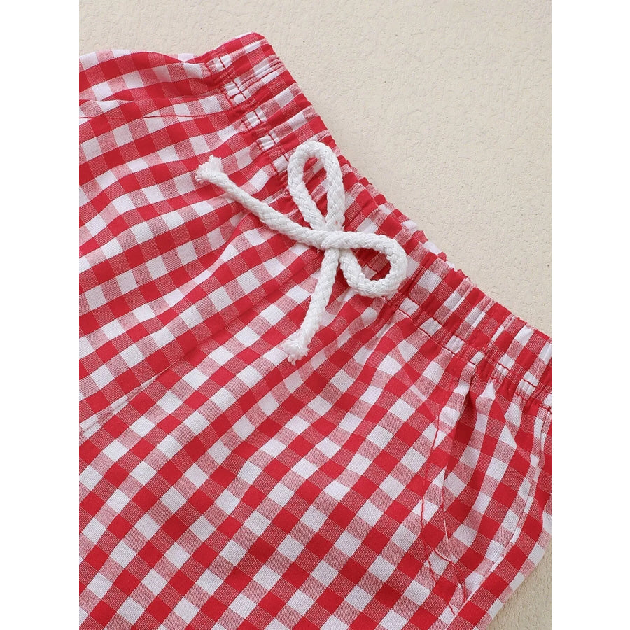 Children’s XOXO Heart Print T-shirt & Gingham Shorts Set Apparel and Accessories