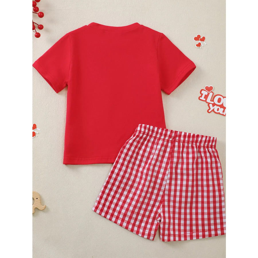 Children’s XOXO Heart Print T-shirt & Gingham Shorts Set Apparel and Accessories