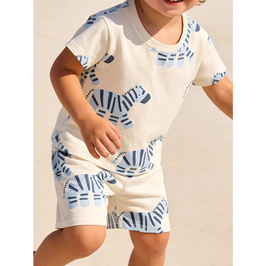 Children’s Zebra Print Casual Tee and Shorts Set Apparel and Accessories