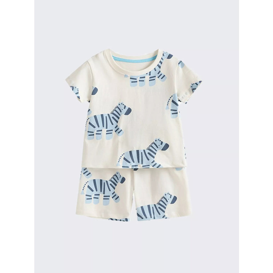 Children’s Zebra Print Casual Tee and Shorts Set Apparel and Accessories