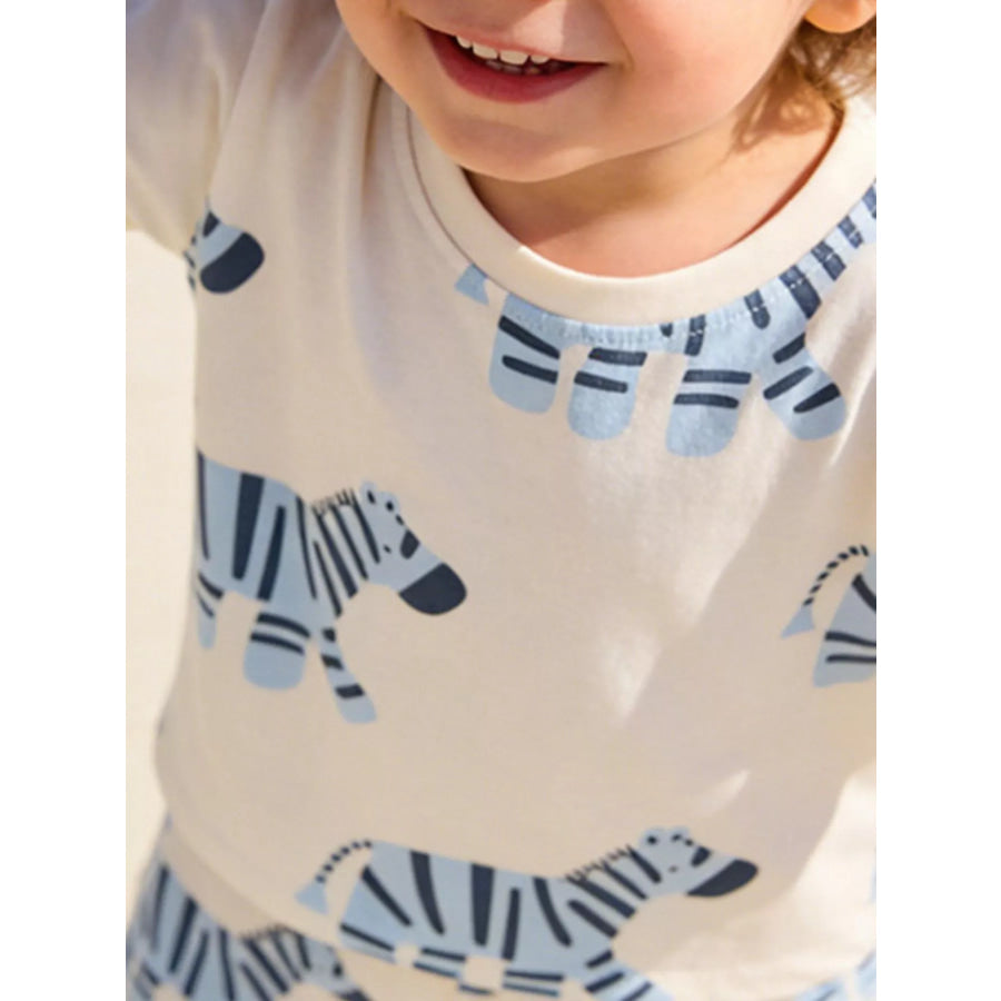 Children’s Zebra Print Casual Tee and Shorts Set Apparel and Accessories