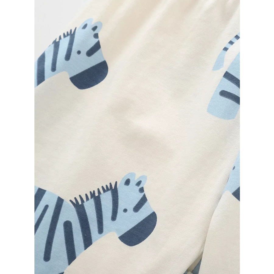 Children’s Zebra Print Round Neck Tee and Shorts Set Apparel and Accessories
