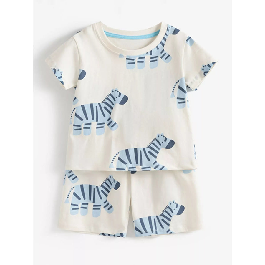 Children’s Zebra Print Round Neck Tee and Shorts Set Apparel and Accessories