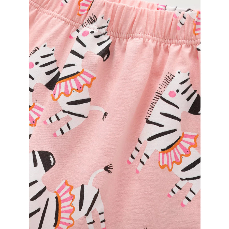 Children’s Zebra Print Round Neck Top and Shorts Set Apparel and Accessories