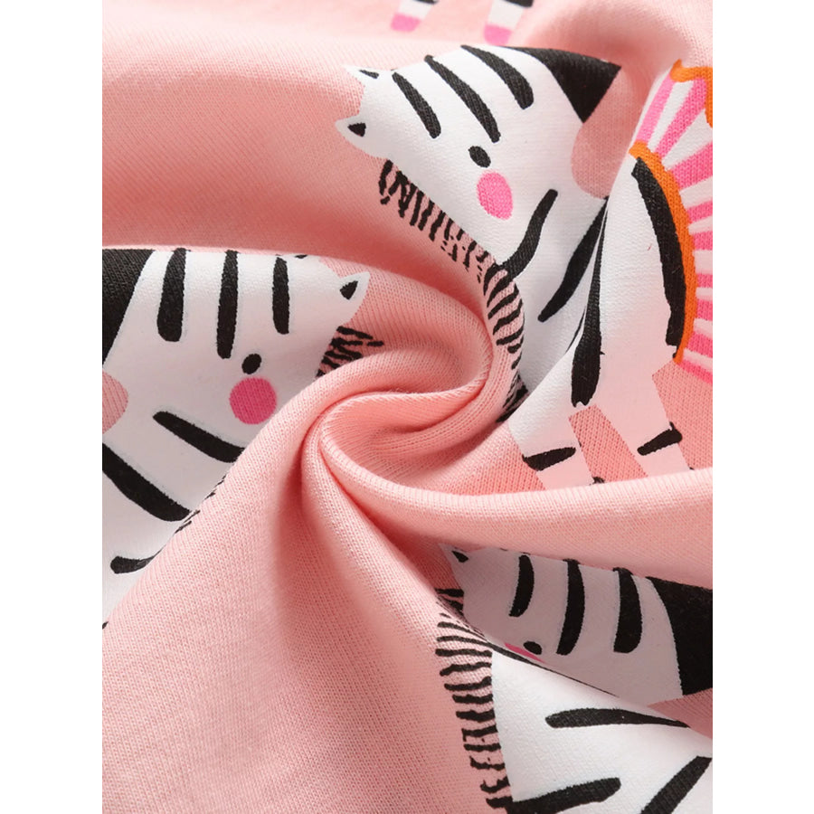 Children’s Zebra Print Round Neck Top and Shorts Set Apparel and Accessories