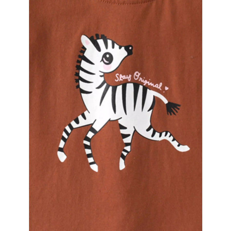 Children’s Zebra Print Ruffle Sleeve T-Shirt Apparel and Accessories