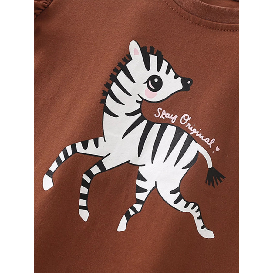 Children’s Zebra Ruffle Cap Sleeve Top Apparel and Accessories