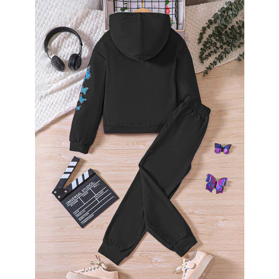 Childrens’s Butterfly Print Hoodie & Pants Set Apparel and Accessories