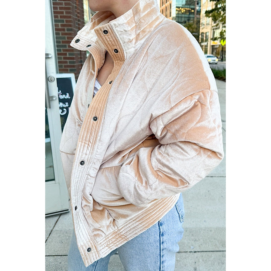 Chill Out Tan Velvet Puffer Jacket WS 501 Jackets