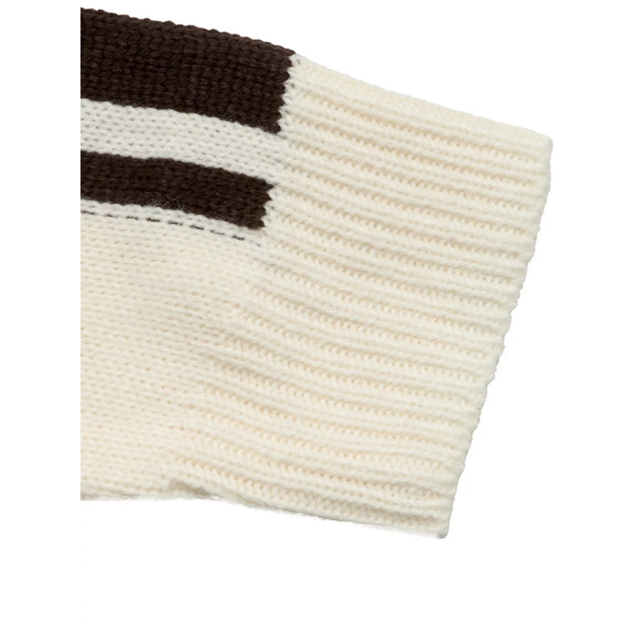 Chinese Knot Button Cardigan with Contrast Side Stripes Apparel and Accessories