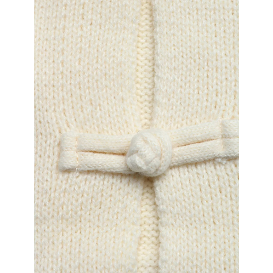 Chinese Knot Button Cardigan with Contrast Side Stripes Apparel and Accessories