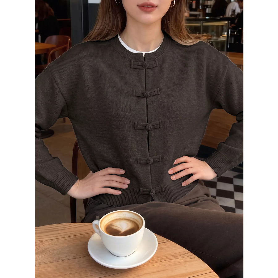 Chinese-Style Button Knit Cardigan Apparel and Accessories