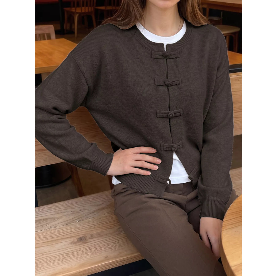 Chinese-Style Button Knit Cardigan Apparel and Accessories