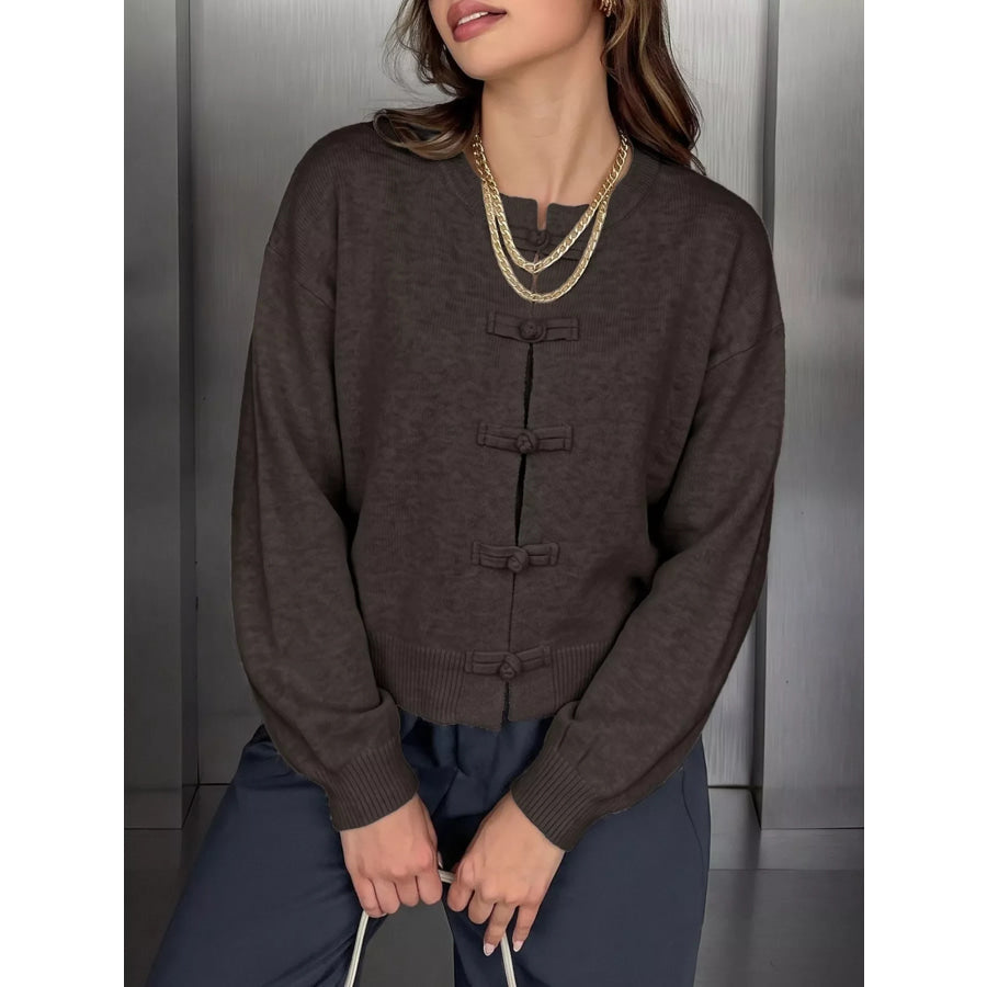 Chinese-Style Button Knit Cardigan Apparel and Accessories