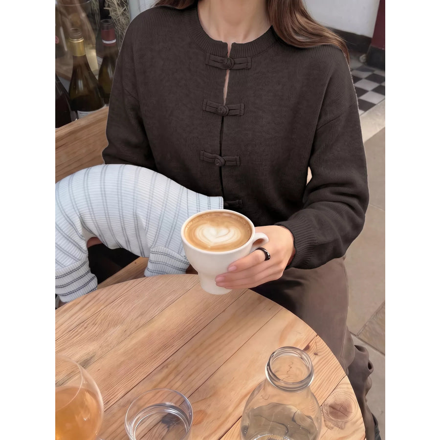 Chinese-Style Button Knit Cardigan Apparel and Accessories