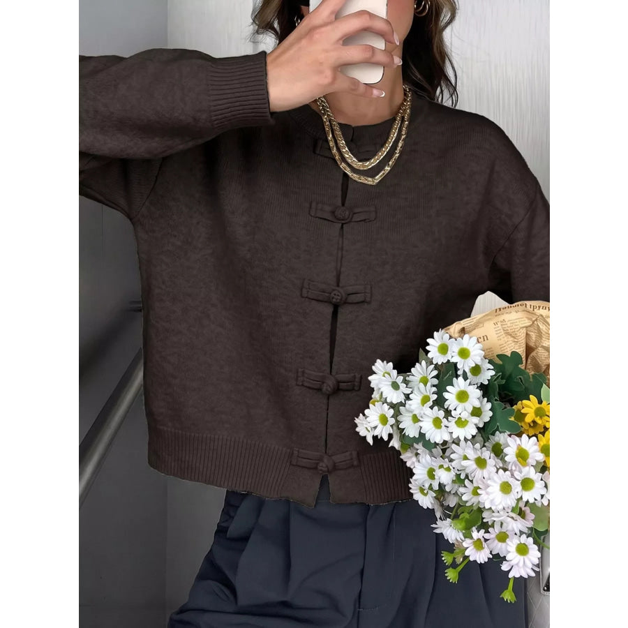 Chinese-Style Button Knit Cardigan Apparel and Accessories